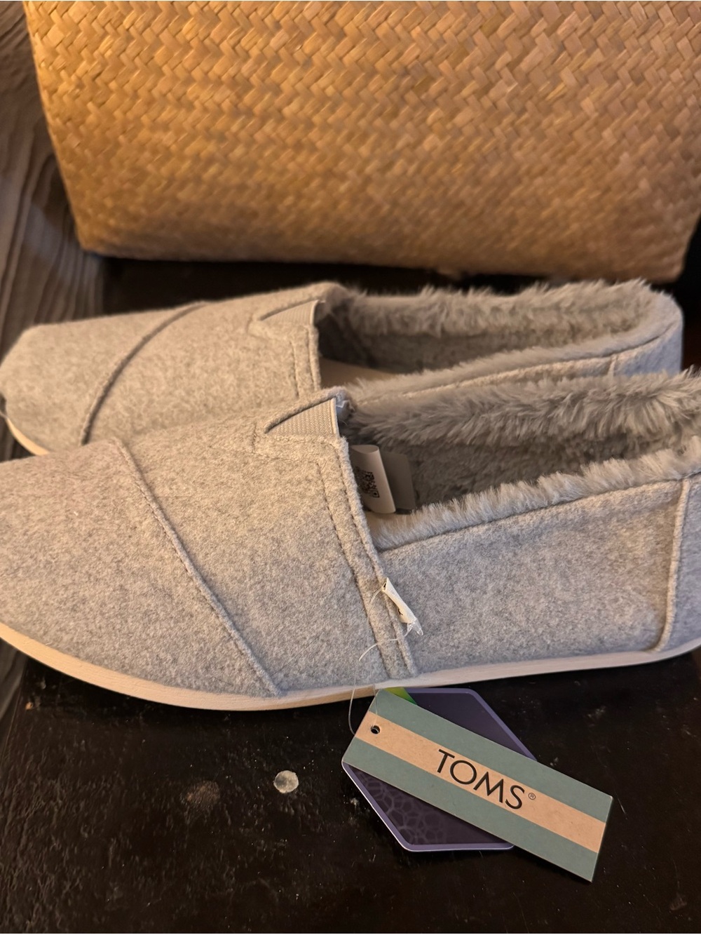 TOMS Women’s Light Gray Plush-Lined Slip-On Shoes